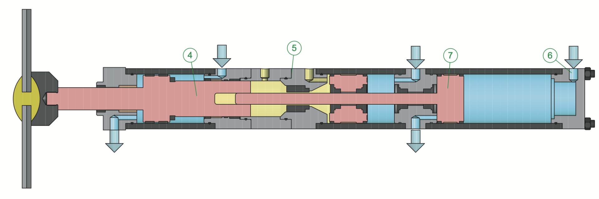 Schematic diagram of how EMG hydropneumatic presses work