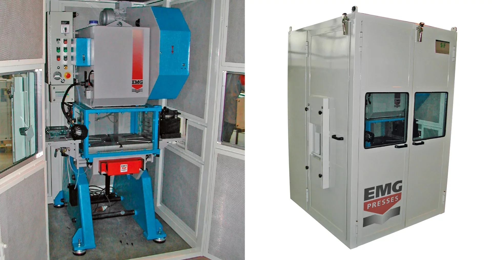 Soundproof enclosures for industrial presses